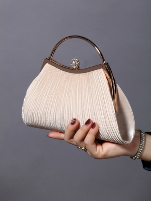 Eropa dan Amerika Serikat RETRO SOLID COLOR PELATED HAND RING FASHION LOCK CLOSED DINNER BAG RANGKET BAG