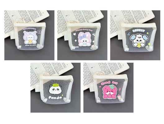 Karikatur NET KOIN dompet CUT CHANGE Storage BAG transparan SIM PORTABLE POCKET AMVELOPE MERAH MINI penyimpanan tas