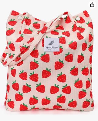 Tas Wanita Tote, Gadis, Kapasitas Besar Corduroy Tas Belanja Bahu Dapat Dipakai Ulang dengan Bagian Dalam