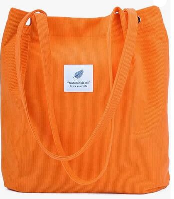 Tas Tote Korduroi Tas Tote Lucu untuk Wanita Tas Bahu dengan Kantong Dalam untuk Kerja Pantai Perjalanan dan Belanja Bahan Makanan