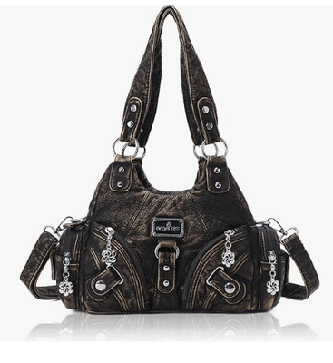 Tas untuk Wanita Tas Bahu Hobo Kecil Tas Vagen Kulit Multi-Pocket Tote Bag dengan Zipper
