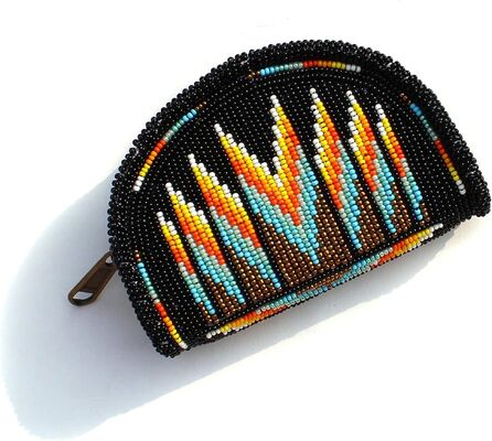 Lightweight OU Heart Beaded Coin Bag Handmade and Stadium Sized with Secure Side Zip Closure Perfect for Game Day Events