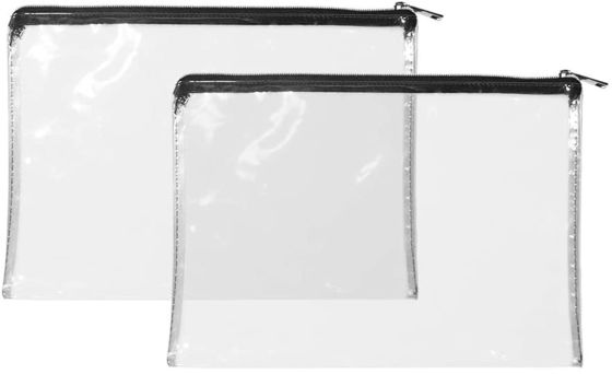 Kantong Uang Ritsleting 12x8.7 inci yang dapat didaur ulang Tas PVC Transparan Dengan Ritsleting