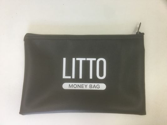 Tas Bank Ritsleting Kulit PVC Hitam Dapat Didaur Ulang Untuk Uang Koin