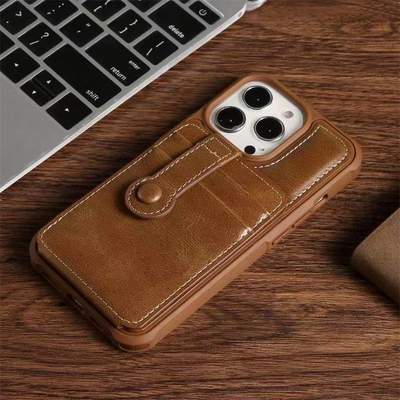 IPhone 13 Pro Max Kompatibel Casing Ponsel Kulit Vegan Slim Premium Klasik Mewah Elegan Sarung Tipis