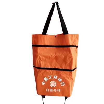 Tas Belanja Kain Lipat 600D Ukuran Tas Tote Wheel Dapat Diperpanjang