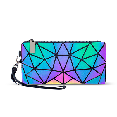 Fashion Geometry Ringer PU Leather Tote Bags Laser Color Changing