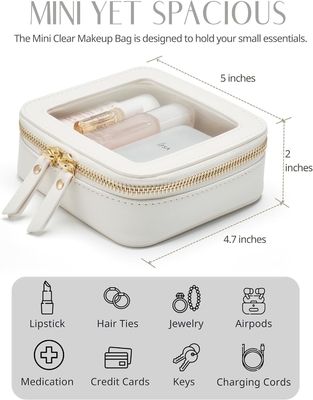 Tas Kosmetik Kecil untuk Tas Tas Mini Makeup Bag untuk Sekolah Cute Clear Make Up Bag untuk Perjalanan Tiny Kulit Putih Make Up O