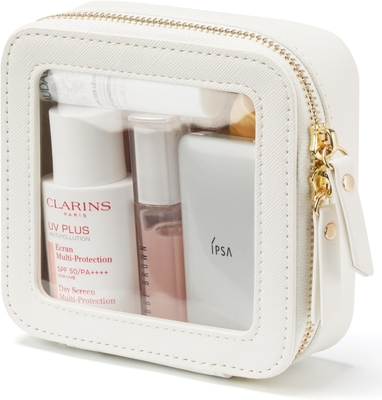 Tas Kosmetik Kecil untuk Tas Tas Mini Makeup Bag untuk Sekolah Cute Clear Make Up Bag untuk Perjalanan Tiny Kulit Putih Make Up O