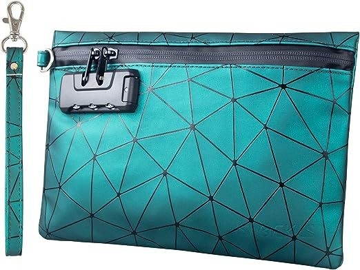 Tas anti bau dengan kunci kombinasi, kantong anti bau berlapis karbon 10,2 x 7,2 inci kantong kunci obat penyimpanan perjalanan