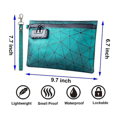 Tas anti bau dengan kunci kombinasi, kantong anti bau berlapis karbon 10,2 x 7,2 inci kantong kunci obat penyimpanan perjalanan