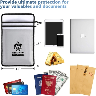 Bag dokumen tahan api dua kantong (2000°F), 15 ¢ x 11 ¢ Waterproof Fireproof Bag dengan Zipper, Waterproof
