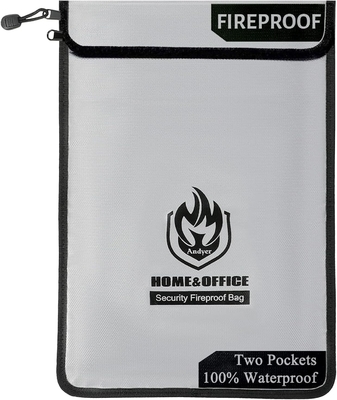 Bag dokumen tahan api dua kantong (2000°F), 15 ¢ x 11 ¢ Waterproof Fireproof Bag dengan Zipper, Waterproof
