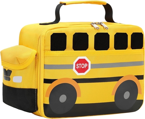 Kotak makan siang untuk anak-anak Anak laki-laki Anak perempuan Tas makan siang sekolah Digunakan kembali Pendingin Termal Tote untuk piknik (Bus sekolah kuning)