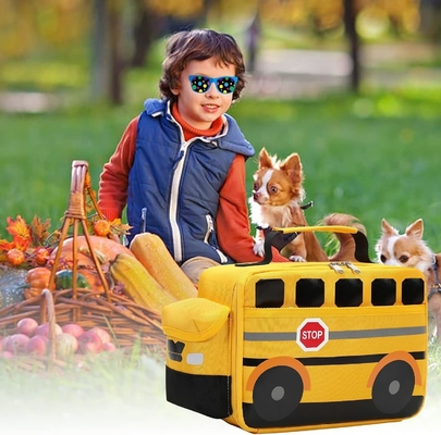 Kotak makan siang untuk anak-anak Anak laki-laki Anak perempuan Tas makan siang sekolah Digunakan kembali Pendingin Termal Tote untuk piknik (Bus sekolah kuning)