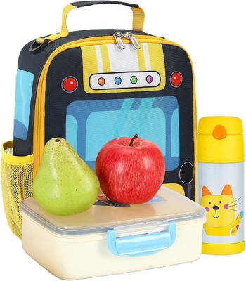 Kids Lunch Box for School Girls Boys Insulated Lunch Bags with Shoulder Strap Reusable Lunch Cooler Tote untuk Travel Pini