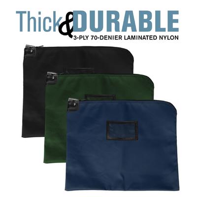 Laminated NYLON HIPAA LOCKING COURIER BAGES WITH CARDHOLDER - 19W X 15H - Siap untuk kapal