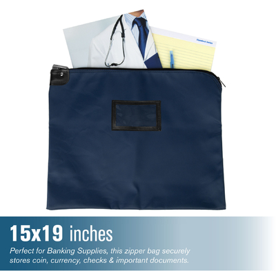 Laminated NYLON HIPAA LOCKING COURIER BAGES WITH CARDHOLDER - 19W X 15H - Siap untuk kapal