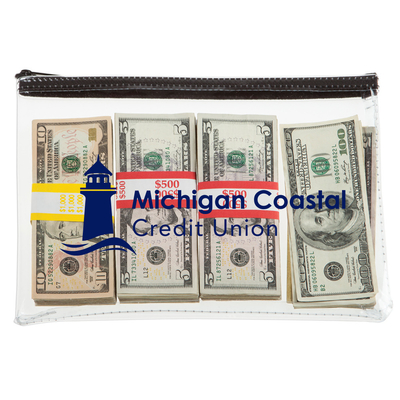 1 COLOR DIPRINTED - VINYL CLEAR ZIPPER BAG - 12W X 8H - QUICK-SHIP