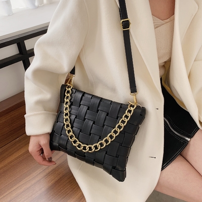 PU Tas Wanita Tekstur Kain Tas 2024 Musim semi di versi baru Korea dari mode Rantai BAG bahu tas crossbody