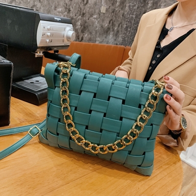 PU Tas Wanita Tekstur Kain Tas 2024 Musim semi di versi baru Korea dari mode Rantai BAG bahu tas crossbody