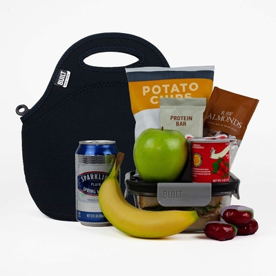 Built Gourmet Getaway Soft Neoprene Lunch Tote Bag - Ringan, Terisolasi dan Dapat Digunakan Lagi, Satu Ukuran, Hitam