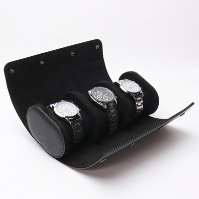 Eksplosif jual silinder PU kulit tiga display perjalanan multi-fungsi penyimpanan kemasan kotak jam tangan