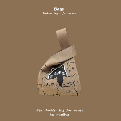 THE NEW INTERNET CELEBRITY tas tangan merajut tangan merajut wol ember tas tangan kasual kue makan siang tas