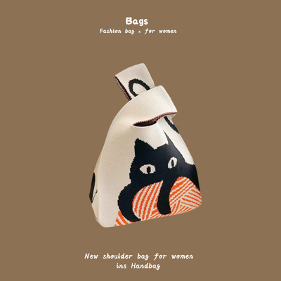 THE NEW INTERNET CELEBRITY tas tangan merajut tangan merajut wol ember tas tangan kasual kue makan siang tas