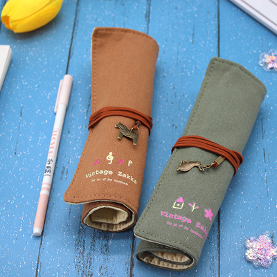 Fresh AND FASHIONABLE Kapasitas besar PEN BAG PENCIL KASE Sederhana Kreatif Junior SMA Laki-laki dan Wanita kanvas pensil