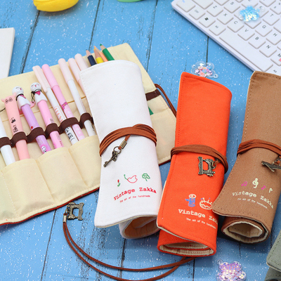 Fresh AND FASHIONABLE Kapasitas besar PEN BAG PENCIL KASE Sederhana Kreatif Junior SMA Laki-laki dan Wanita kanvas pensil