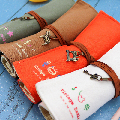 Fresh AND FASHIONABLE Kapasitas besar PEN BAG PENCIL KASE Sederhana Kreatif Junior SMA Laki-laki dan Wanita kanvas pensil