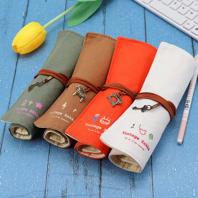 Fresh AND FASHIONABLE Kapasitas besar PEN BAG PENCIL KASE Sederhana Kreatif Junior SMA Laki-laki dan Wanita kanvas pensil