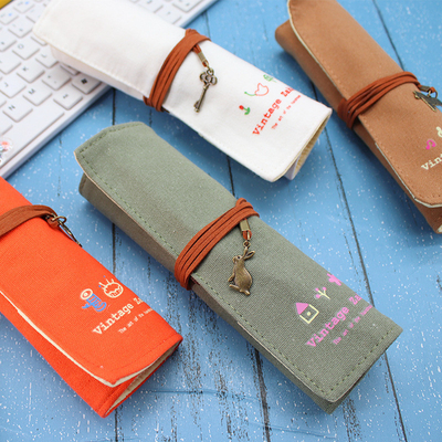 Fresh AND FASHIONABLE Kapasitas besar PEN BAG PENCIL KASE Sederhana Kreatif Junior SMA Laki-laki dan Wanita kanvas pensil