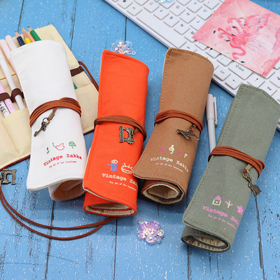 Fresh AND FASHIONABLE Kapasitas besar PEN BAG PENCIL KASE Sederhana Kreatif Junior SMA Laki-laki dan Wanita kanvas pensil