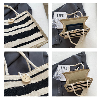 TOTE BAG CANVAS BAG CANVAS GIRL TOTE INS PORTABLE BENTO LUNCH BOX WORK baru dicetak