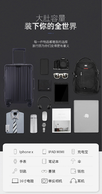 Semua-logam tas-setiap-aluminium tas-setiap-aluminium 20-inci aluminium-magnesium paduan kotak troli multi-roda aluminium kerangka tas