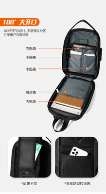 Tas dada pria baru tas bahu kapasitas besar tas crossbody tas laki-laki kantor luang iPad komputer tas dada hard shell