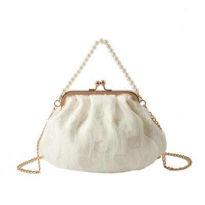 2024 NEW RETRO FAIRY SOLID COLOR BAG kecil tangan putih KERUANG BAG Wanita benang bersih dalam BAG crossbody sederhana