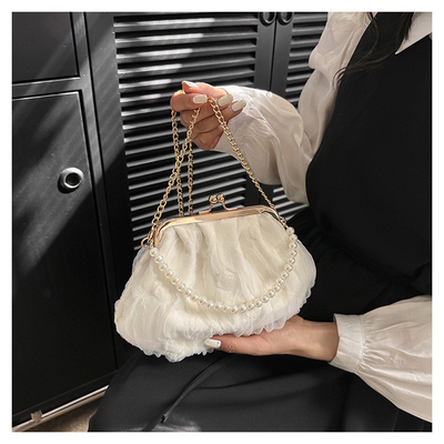 2024 NEW RETRO FAIRY SOLID COLOR BAG kecil tangan putih KERUANG BAG Wanita benang bersih dalam BAG crossbody sederhana