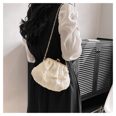 2024 NEW RETRO FAIRY SOLID COLOR BAG kecil tangan putih KERUANG BAG Wanita benang bersih dalam BAG crossbody sederhana