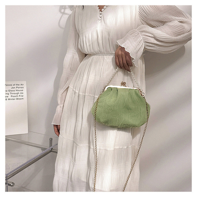 2024 NEW RETRO FAIRY SOLID COLOR BAG kecil tangan putih KERUANG BAG Wanita benang bersih dalam BAG crossbody sederhana