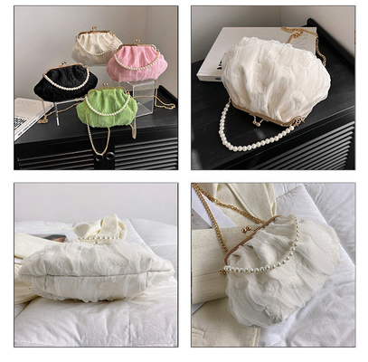 2024 NEW RETRO FAIRY SOLID COLOR BAG kecil tangan putih KERUANG BAG Wanita benang bersih dalam BAG crossbody sederhana