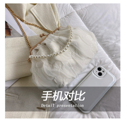 2024 NEW RETRO FAIRY SOLID COLOR BAG kecil tangan putih KERUANG BAG Wanita benang bersih dalam BAG crossbody sederhana