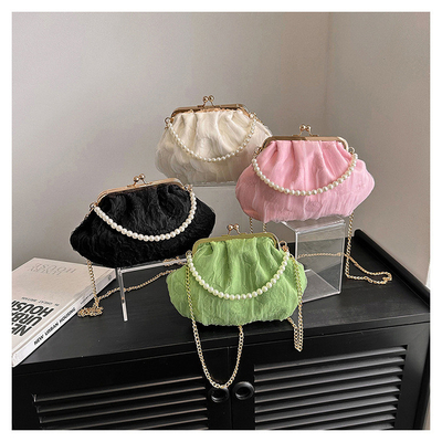 2024 NEW RETRO FAIRY SOLID COLOR BAG kecil tangan putih KERUANG BAG Wanita benang bersih dalam BAG crossbody sederhana