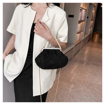 2024 NEW RETRO FAIRY SOLID COLOR BAG kecil tangan putih KERUANG BAG Wanita benang bersih dalam BAG crossbody sederhana