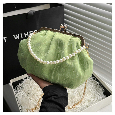 2024 NEW RETRO FAIRY SOLID COLOR BAG kecil tangan putih KERUANG BAG Wanita benang bersih dalam BAG crossbody sederhana