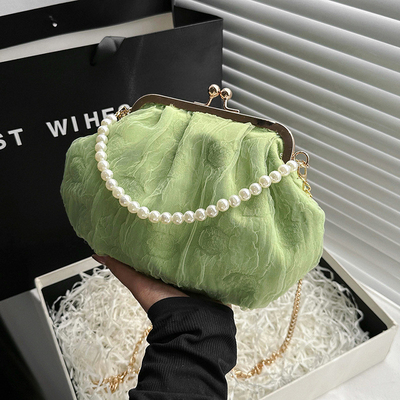 2024 NEW RETRO FAIRY SOLID COLOR BAG kecil tangan putih KERUANG BAG Wanita benang bersih dalam BAG crossbody sederhana