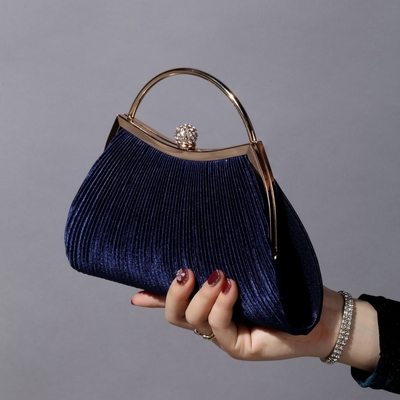 Eropa dan Amerika Serikat RETRO SOLID COLOR PELATED HAND RING FASHION LOCK CLOSED DINNER BAG RANGKET BAG