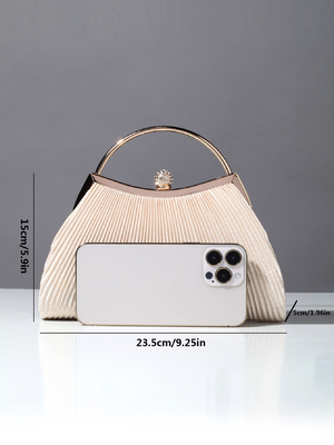 Eropa dan Amerika Serikat RETRO SOLID COLOR PELATED HAND RING FASHION LOCK CLOSED DINNER BAG RANGKET BAG